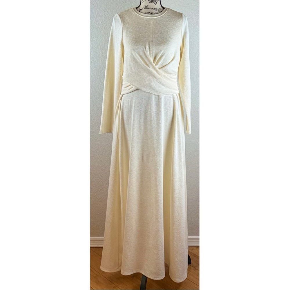 Nordstrom Halogen NWT Long Sleeve Midi Dress Antique White, size Large - Picture 6 of 10